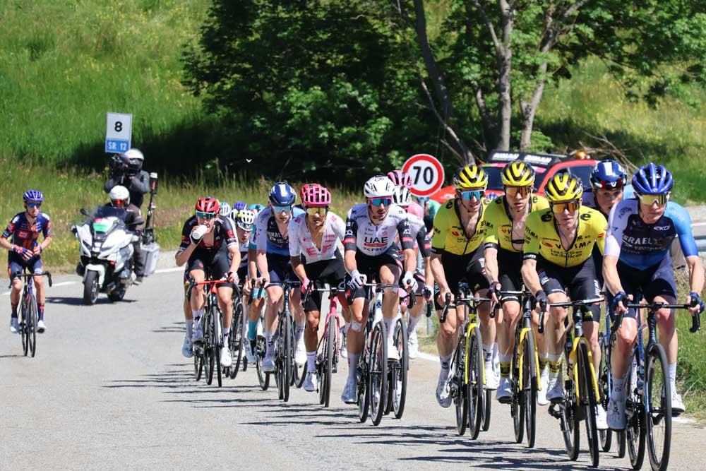 Peloton on climb France