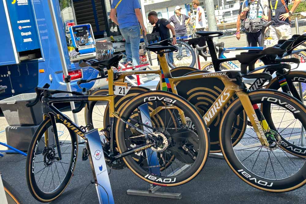 Team bikes at stage start TDF