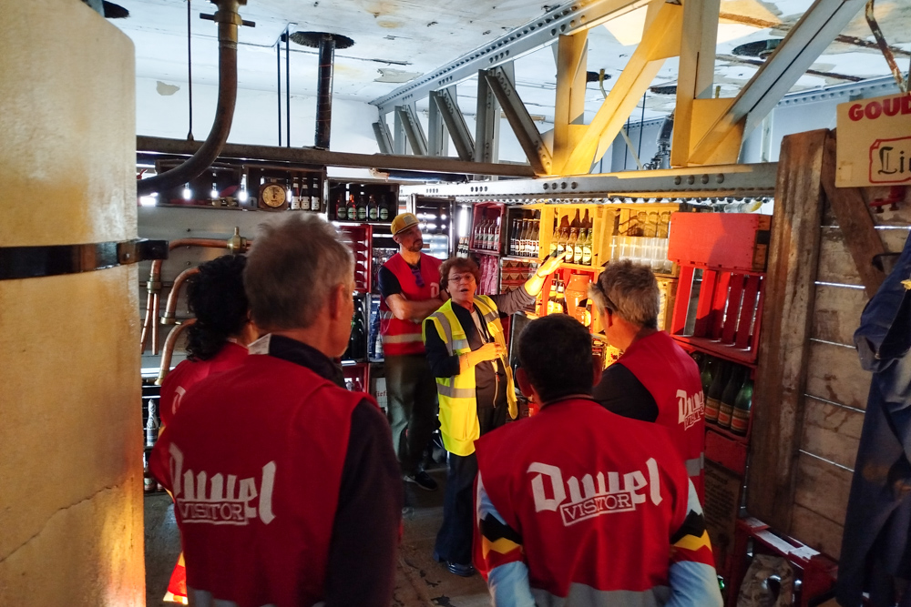 Guests touring the Duvel Brewery during a Spring Classics cycling holiday in Belgium.